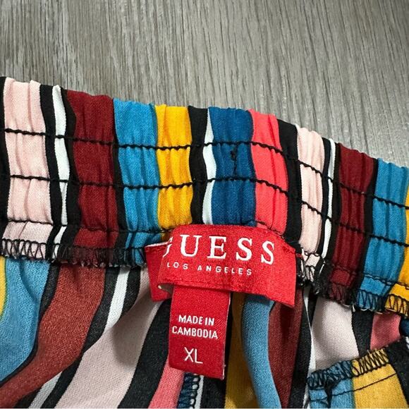 Guess Bright Multicolor Striped High Rise Tie Waist Shorts‎ Size XL - Picture 6 of 10